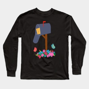 Mailbox, Flowers, and Butterflies Long Sleeve T-Shirt